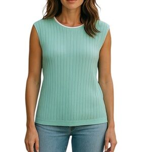 Tabi International Sleeveless Ribbed Top Mint